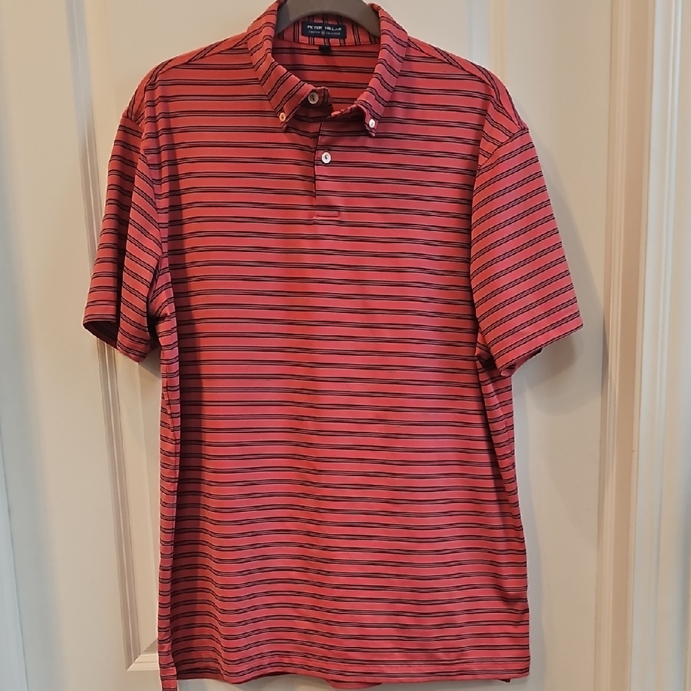 Peter Millar Polo with Red and Black Stripes
